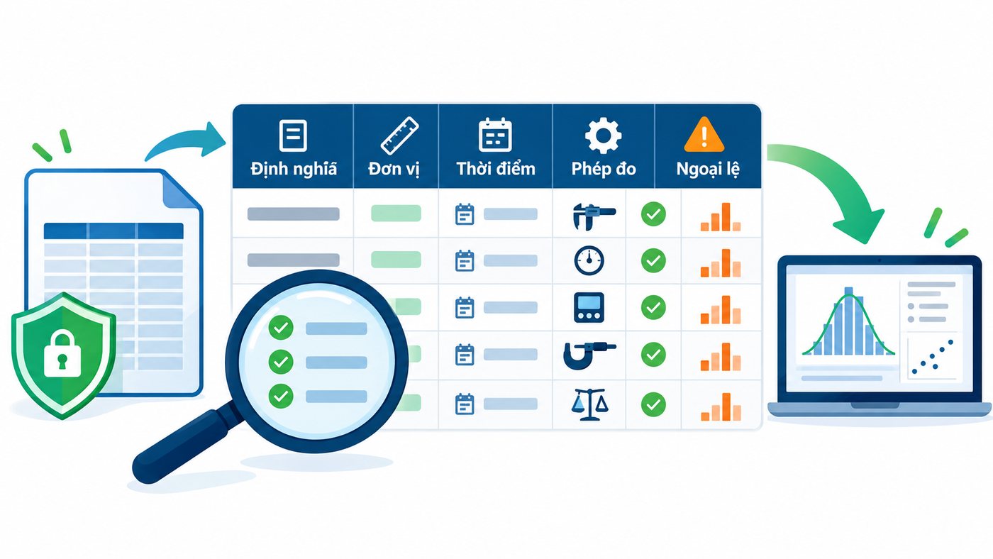 Checklist kiểm tra định nghĩa đơn vị thời điểm và phép đo dữ liệu chất lượng